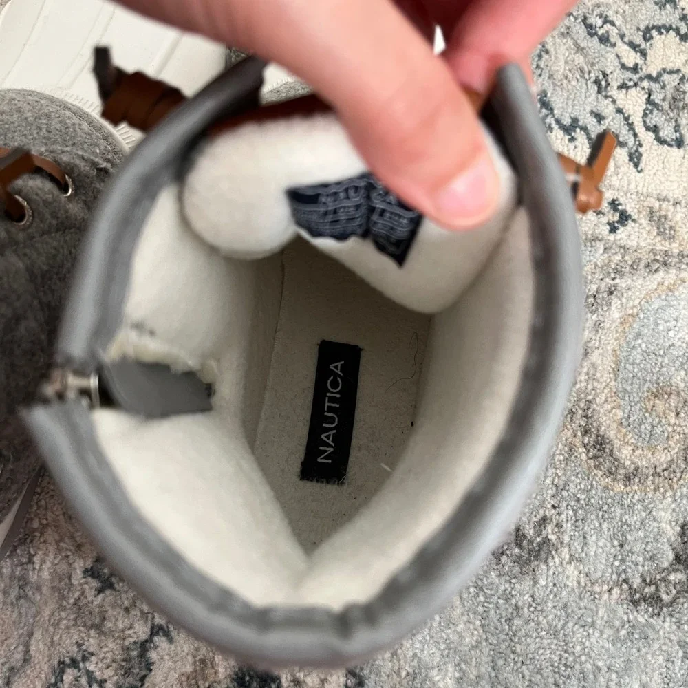 Nautica Wooley Womens Quilted Duck‎ Boots White Grey Size 7 Duck Boots